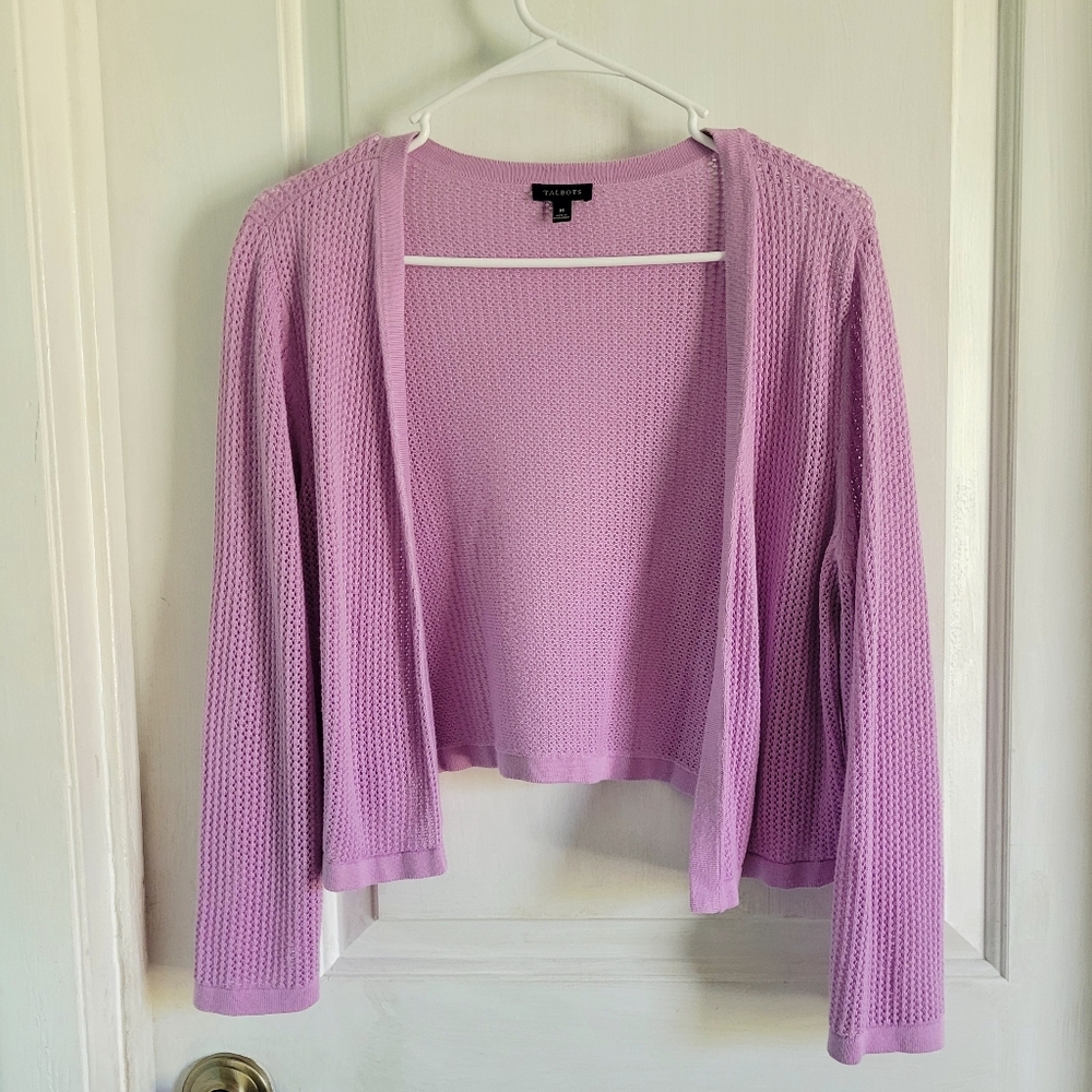Talbots | Lilac Sheer Knit Cardigan | Size Medium